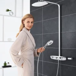 Grohe Colonne de douche thermostatique Rainshower System SmartControl Mono 360 Blanc/chromé + Panier douche Start Cube