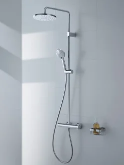Duravit Colonne de douche thermostatique murale Chrome 30x48x112cm (LxPxH) hauteur réglable, pomme + pommeau douche rond* Colonne De Douche Thermostatique
