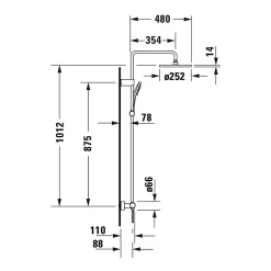 Duravit Colonne de douche thermostatique murale Chrome 30x48x112cm (LxPxH) hauteur réglable, pomme + pommeau douche rond* Colonne De Douche Thermostatique
