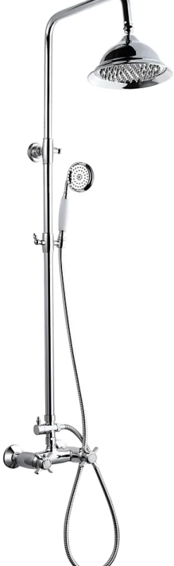 Edouard Rousseau Colonne de douche thermostatique avec pommeau + douchette 1 jet + flexible + barre réglable, chrome, Retro