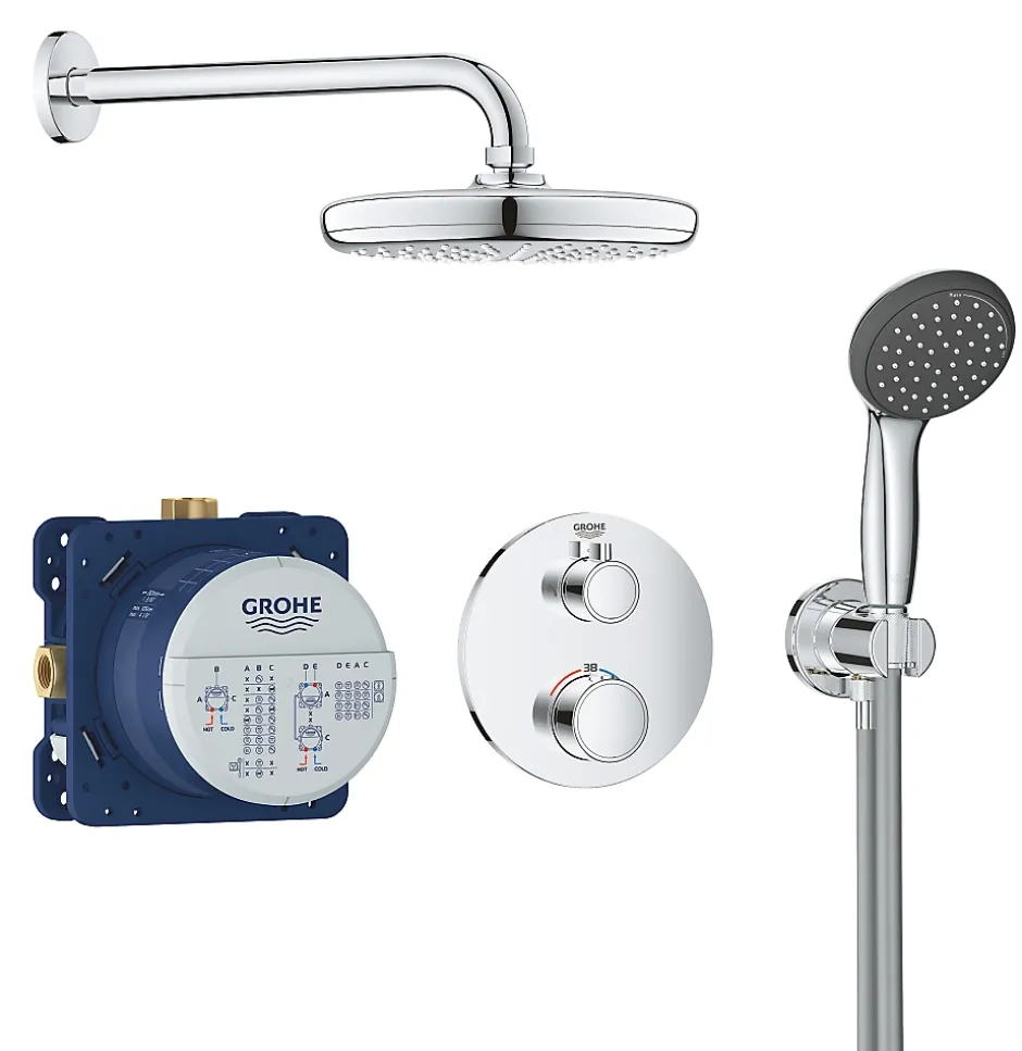 Grohe Colonne de douche thermostatique à encastrer, chrome, Precision Trend* Colonne De Douche Encastrable