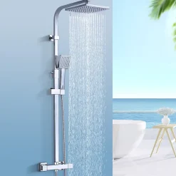 Homelody Colonne de Douche Thermostatique, Ensemble de Douche Réglable en Hauteur, Système de douche en Laiton, Ensemble de Douche Mural