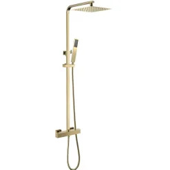 Hudor COLONNE DE DOUCHE THERMOSTATIQUE EN LAITON DORÉ BROSSÉ SC428 COLLECTION SCAMANDRE (OR MAT)* Colonne De Douche Thermostatique