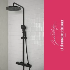 Jacob Delafon Colonne de douche thermostatique Juliette noir mat* Colonne De Douche Thermostatique