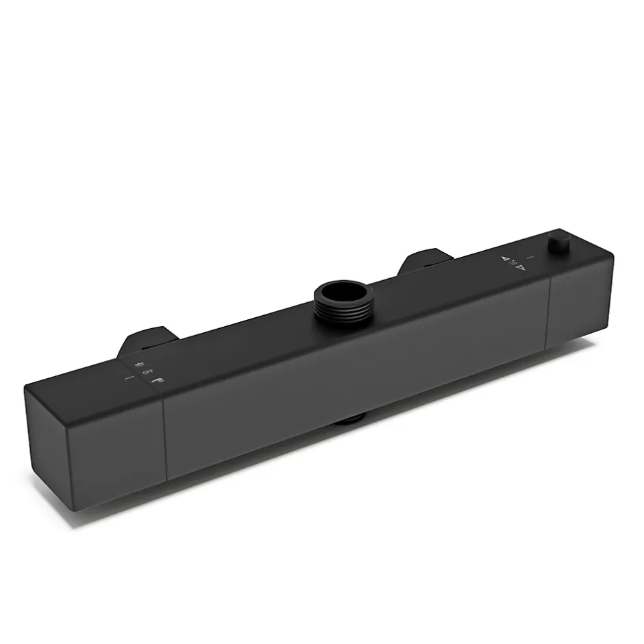 AICA Sanitaire Colonne de douche thermostatique avec pomme de tête, douchette et flexible,noir mat, AICA