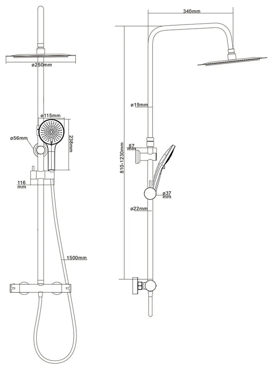 Edouard Rousseau Colonne de douche thermostatique noire, Ars* Colonne De Douche Thermostatique