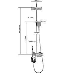Homelody Colonne de Douche Thermostatique avec Étagère Jet Pluie et Cascade Hauteur Réglable 800-1000 mm Verre et Laiton Chromé