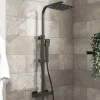 AICA Sanitaire Colonne de douche thermostatique 200mm, kit carré noir