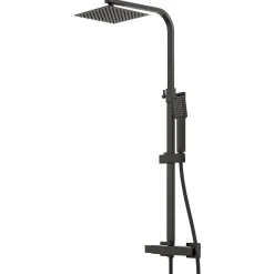 AICA Sanitaire Colonne de douche thermostatique 200mm, kit carré noir