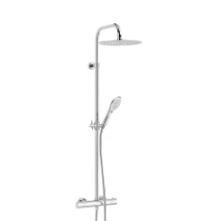 Valentin Colonne de douche thermostatique avec pomme de tête ronde, douchette et flexible, chrome, Inouie