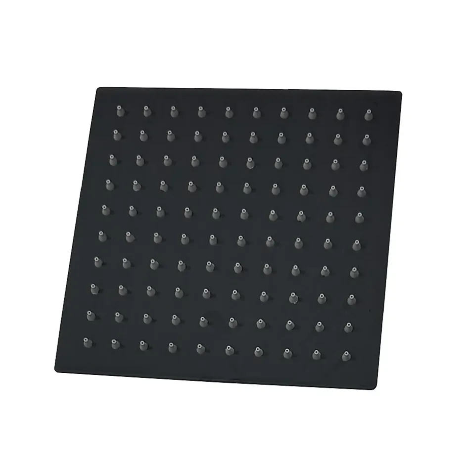 AICA Sanitaire Colonne de douche thermostatique avec pomme de tête, douchette et flexible,noir mat, Carré, AICA