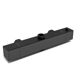 AICA Sanitaire Colonne de douche thermostatique avec pomme de tête, douchette et flexible,noir mat, Carré, AICA