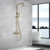 Imex Products Colonne de douche thermostatique or brosse acier et laiton PVD avec flexible et douchette
