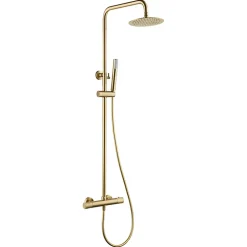Imex Products Colonne de douche thermostatique or brosse acier et laiton PVD avec flexible et douchette