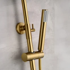Imex Products Colonne de douche thermostatique or brosse acier et laiton PVD avec flexible et douchette
