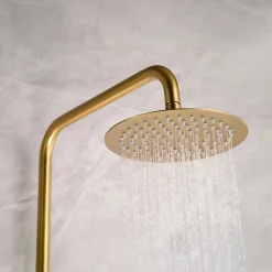 Imex Products Colonne de douche thermostatique or brosse acier et laiton PVD avec flexible et douchette