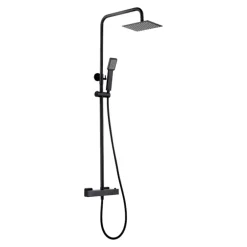 Imex Products Colonne de douche thermostatique noire mate en acier et laiton avec douchette extensible* Colonne De Douche Encastrable