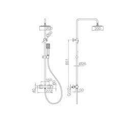 Imex Products Colonne de douche thermostatique noire mate en acier et laiton avec douchette extensible* Colonne De Douche Encastrable