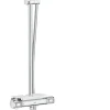 Grohe Colonne de douche thermostatique avec pommeau + douchette 3 jets + flexible + barre réglable, chrome, Vitalio Joy System 260