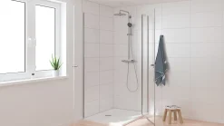 Grohe Colonne de douche thermostatique avec pommeau + douchette 3 jets + flexible + barre réglable, chrome, Vitalio Joy System 260