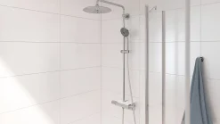 Grohe Colonne de douche thermostatique avec pommeau + douchette 3 jets + flexible + barre réglable, chrome, Vitalio Joy System 260