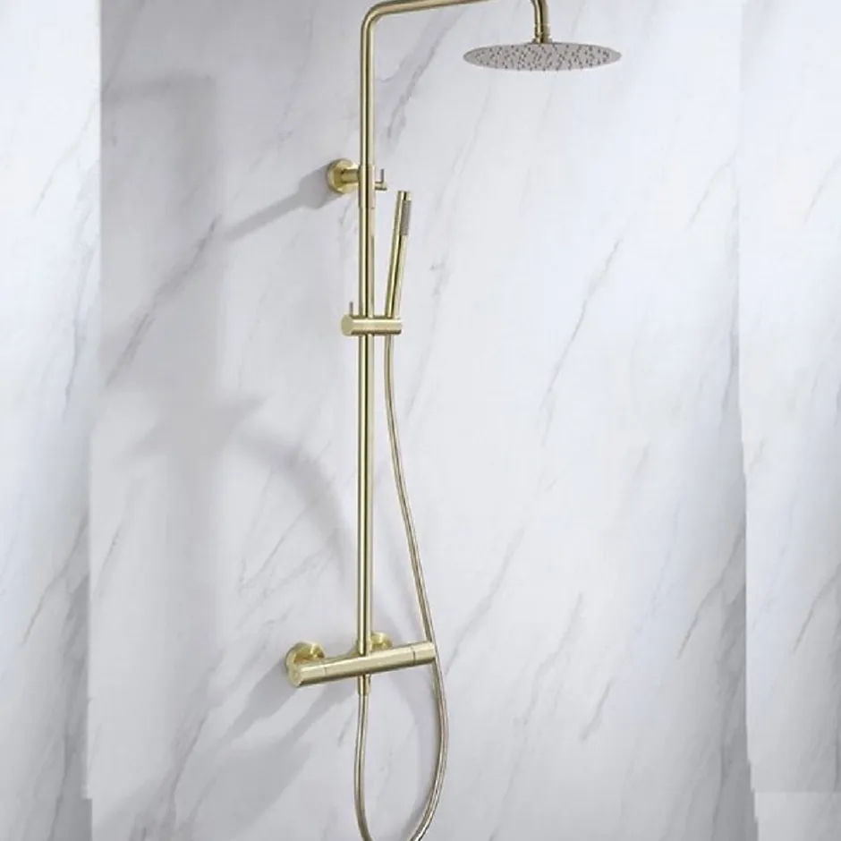 Stano Colonne de douche thermostatique MANDA or brosse avec technologie CoolTouch