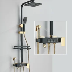 Signature Colonne de douche thermostatique élégante noir et doré