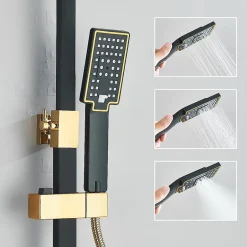 Signature Colonne de douche thermostatique élégante noir et doré
