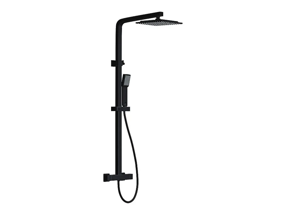 Vente-unique Colonne de douche thermostatique en acier inoxydable - 120 cm - Noir mat - PENEDA* Colonne De Douche Thermostatique