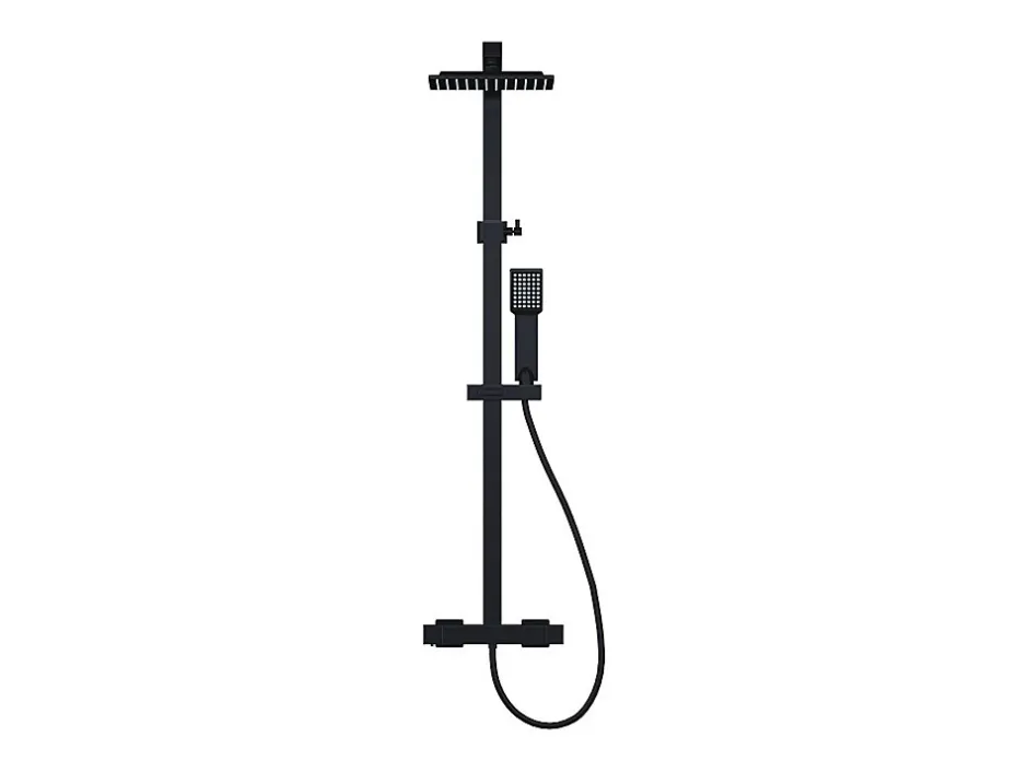 Vente-unique Colonne de douche thermostatique en acier inoxydable - 120 cm - Noir mat - PENEDA* Colonne De Douche Thermostatique