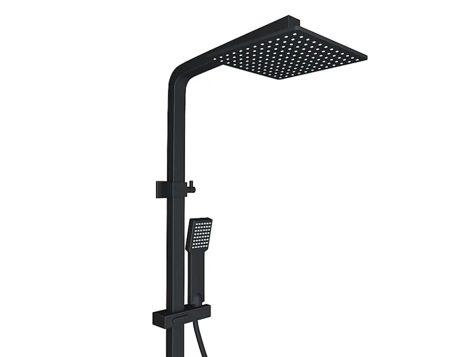 Vente-unique Colonne de douche thermostatique en acier inoxydable - 120 cm - Noir mat - PENEDA* Colonne De Douche Thermostatique