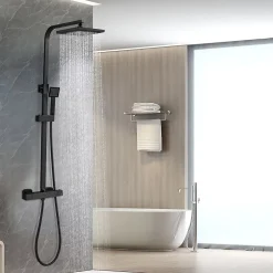 Teeno Colonne de Douche Thermostatique, Réglable en Hauteur, Noir* Robinet De Douche