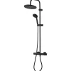 GoodHome Colonne de douche thermostatique noir mat Cavally