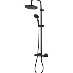 GoodHome Colonne de douche thermostatique noir mat Cavally