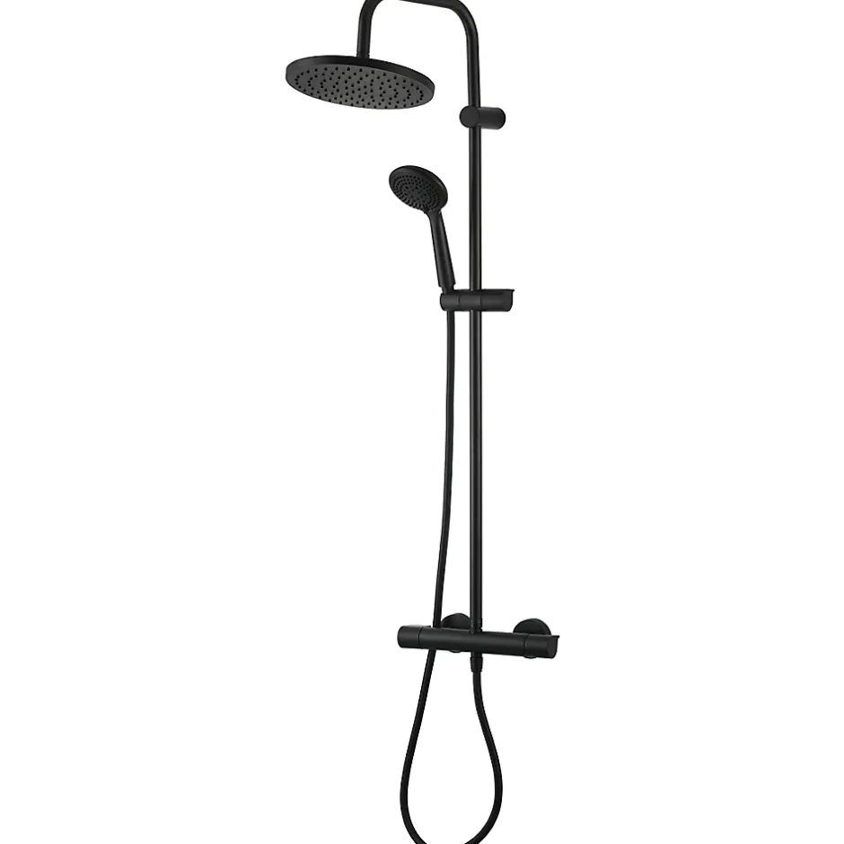 GoodHome Colonne de douche thermostatique noir mat Cavally