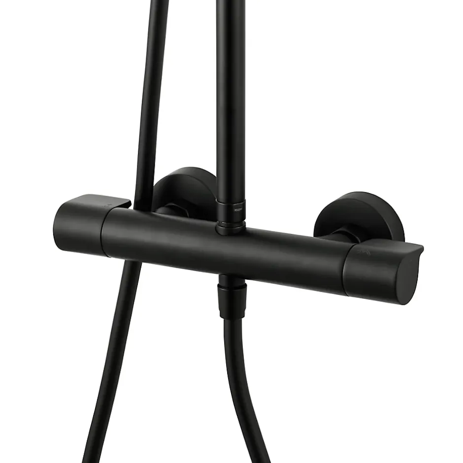 GoodHome Colonne de douche thermostatique noir mat Cavally