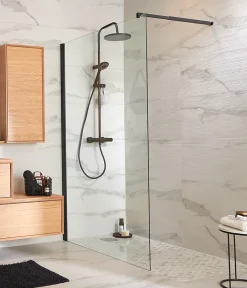 GoodHome Colonne de douche thermostatique noir mat Cavally