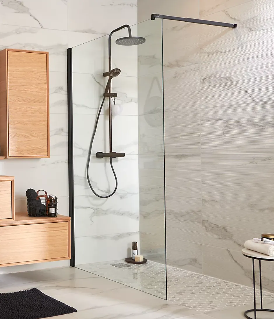 GoodHome Colonne de douche thermostatique noir mat Cavally