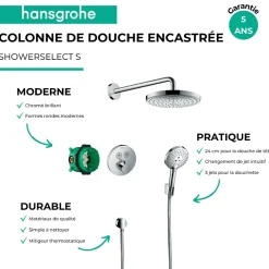 Hansgrohe Colonne de douche thermostatique encastrée ShowerSelect S chromé + douche de tête Raindance Select S* Robinet De Douche