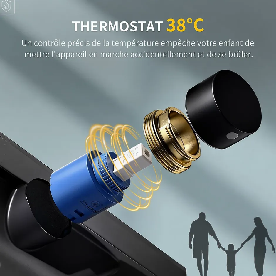 Homelody Colonne de Douche Thermostatique 38C avec Etageres Tete de Douche Pluie et Douchette Hauteur Reglable 1000 a 1240 mm Inox Noir* Colonne De Douche Thermostatique