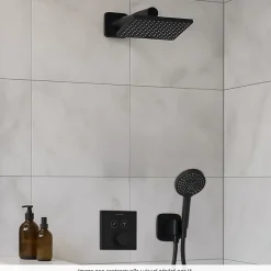Hansgrohe Colonne de douche thermostatique ShowerSelect E Douche de tête Vernis Shape Flexible Isiflex Douchette Vernis B noir mat* Colonne De Douche Encastrable