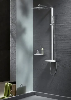 Bernstein Colonne de douche thermostatique acier inox + pommeau 25x25cm - 112,5x50cm - NT6705C 25x25cm