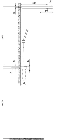 Bernstein Colonne de douche thermostatique acier inox + pommeau 25x25cm - 112,5x50cm - NT6705C 25x25cm