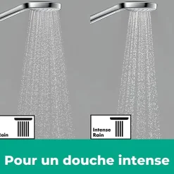 Hansgrohe Colonne de douche thermostatique Vernis Blend 200 Green chromé + tablette AddStoris