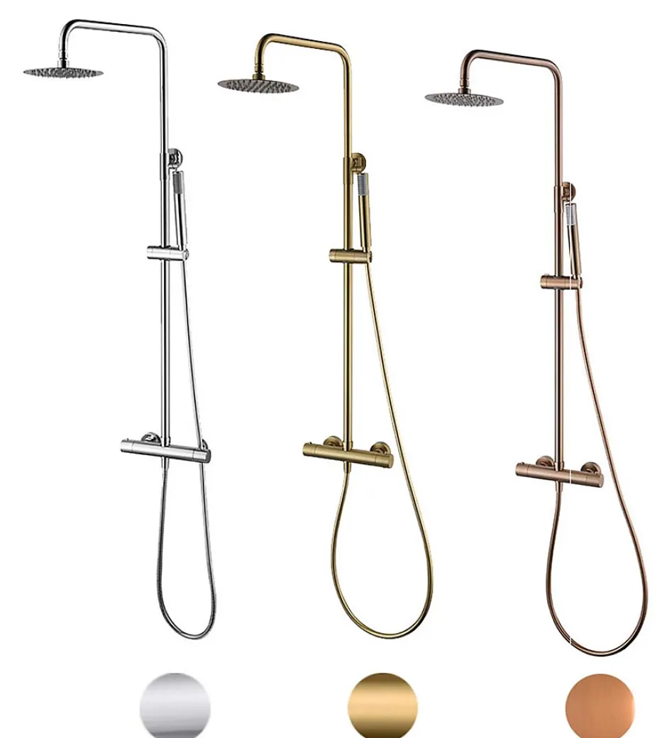 Imex Colonne de douche thermostatique - Monza - Diamètre tête de douche : 300 mm - Coloris: or brossé