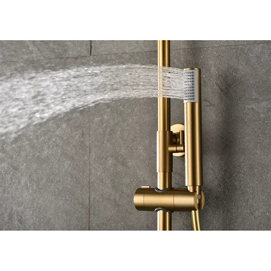 Imex Colonne de douche thermostatique - Monza - Diamètre tête de douche : 300 mm - Coloris: or brossé