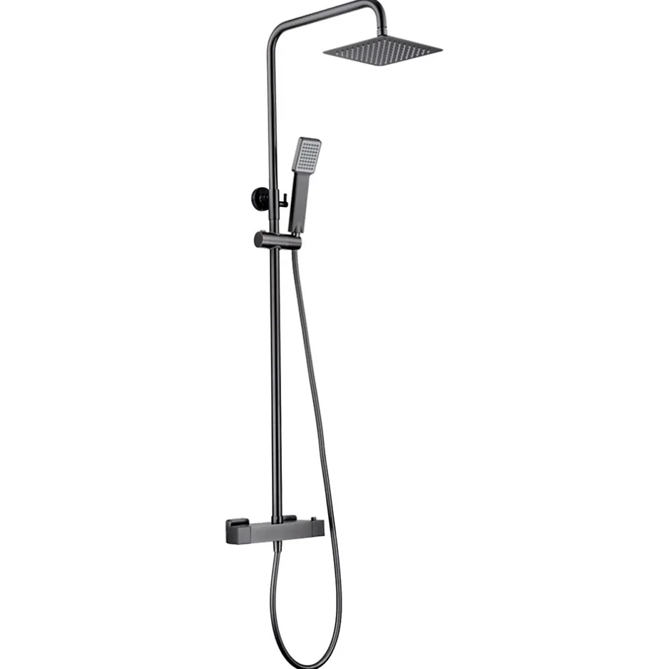 Imex Products Colonne de douche thermostatique noir mat acier et laiton finition PVD anticalcaire