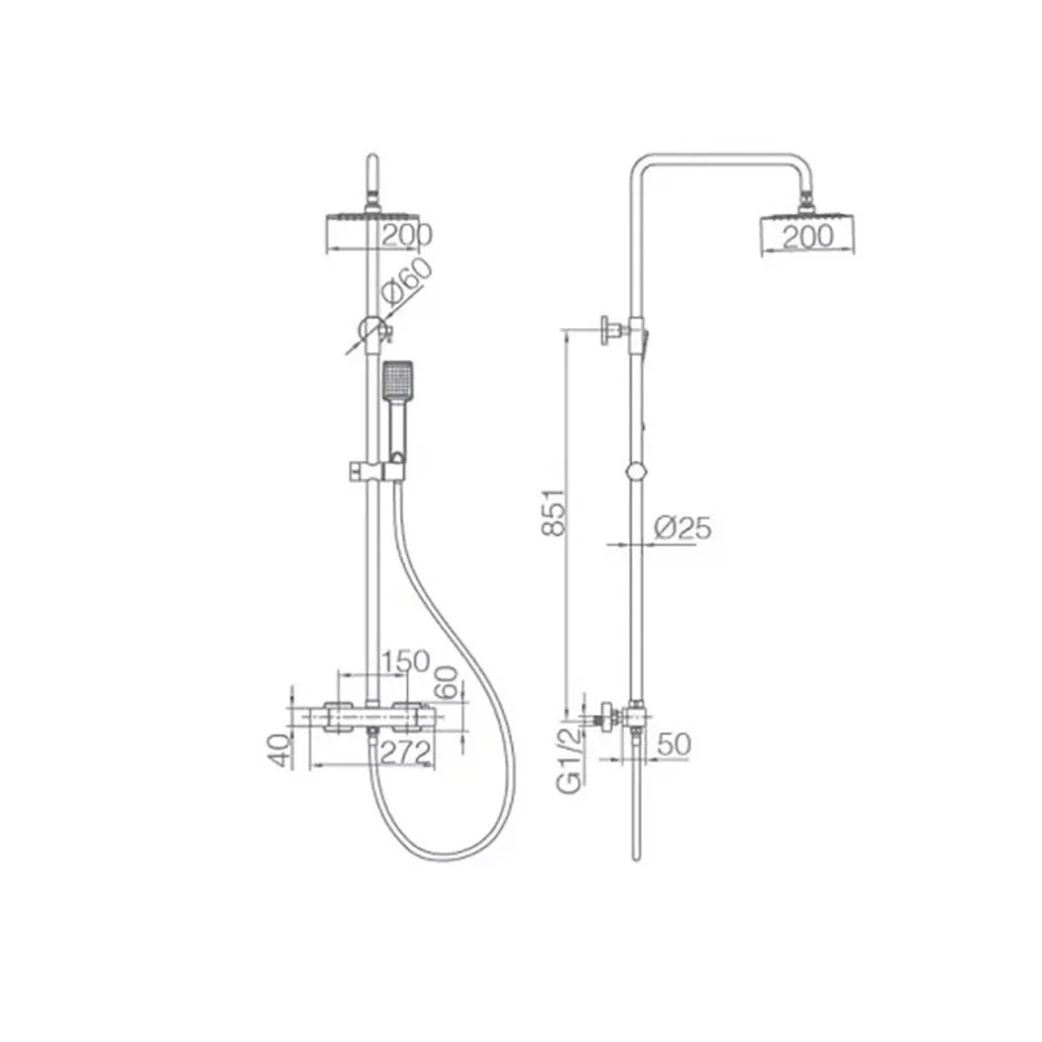 Imex Products Colonne de douche thermostatique noir mat acier et laiton finition PVD anticalcaire