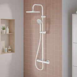 GoodHome Colonne de douche thermostatique blanche Cavally