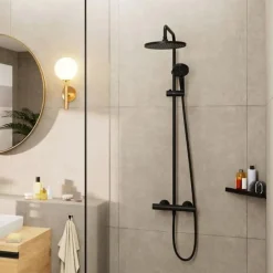 Hansgrohe Colonne de douche thermostatique Vernis Blend 200 noir mat
